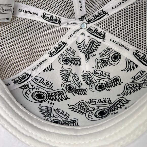Von Dutch Trucker Hat White Embroidered Logo Patch Snapback Mesh Authentic Cap - Picture 5 of 7
